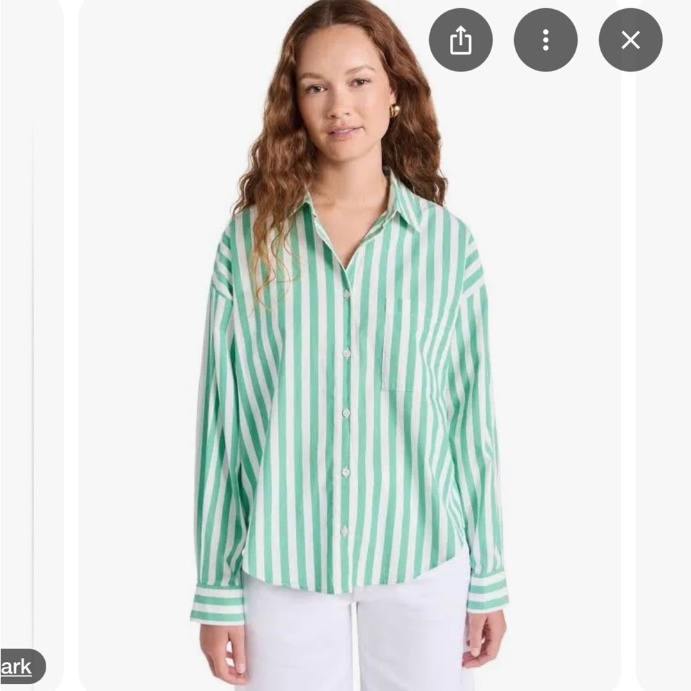 Pistola Green and White Striped Blouse